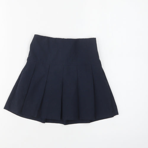 M&S Girls Blue  Polyester Pleated Skirt Size 4-5 Years  Regular  - School Wear