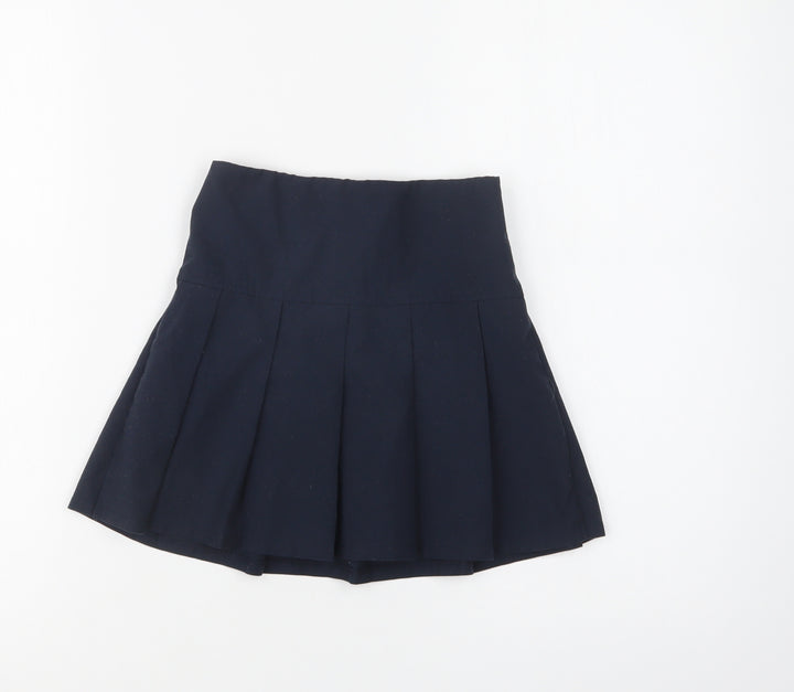 M&S Girls Blue Polyester Pleated Skirt Size 4-5 Years Regular - School Wear