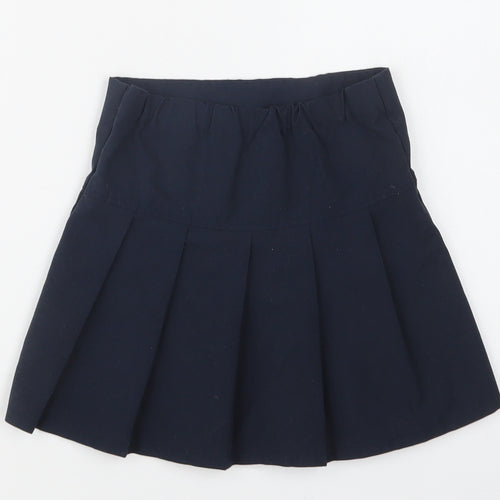 M&S Girls Blue  Polyester Pleated Skirt Size 4-5 Years  Regular  - School Wear
