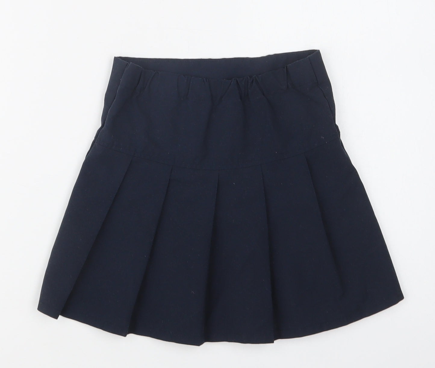 M&S Girls Blue  Polyester Pleated Skirt Size 4-5 Years  Regular  - School Wear