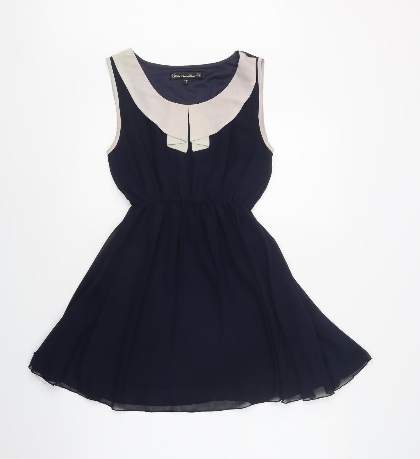 Mela Loves London Womens Blue  Polyester Fit & Flare  Size 12  Collared