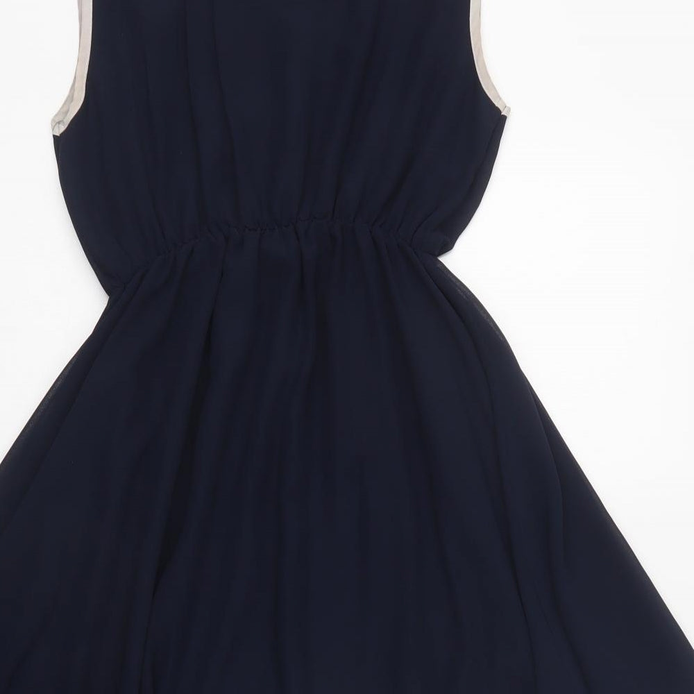 Mela Loves London Womens Blue  Polyester Fit & Flare  Size 12  Collared