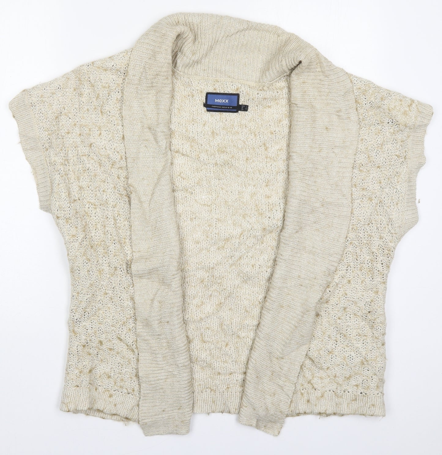 Mexx Womens Beige V-Neck  Acrylic Cardigan Jumper Size L