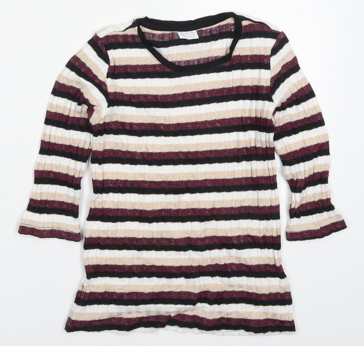 FF Girls Multicoloured Round Neck Striped Polyester Pullover Jumper Size 10-11 Years  Pullover