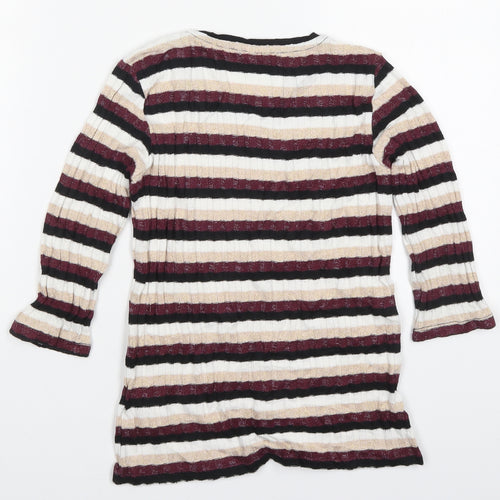 FF Girls Multicoloured Round Neck Striped Polyester Pullover Jumper Size 10-11 Years  Pullover