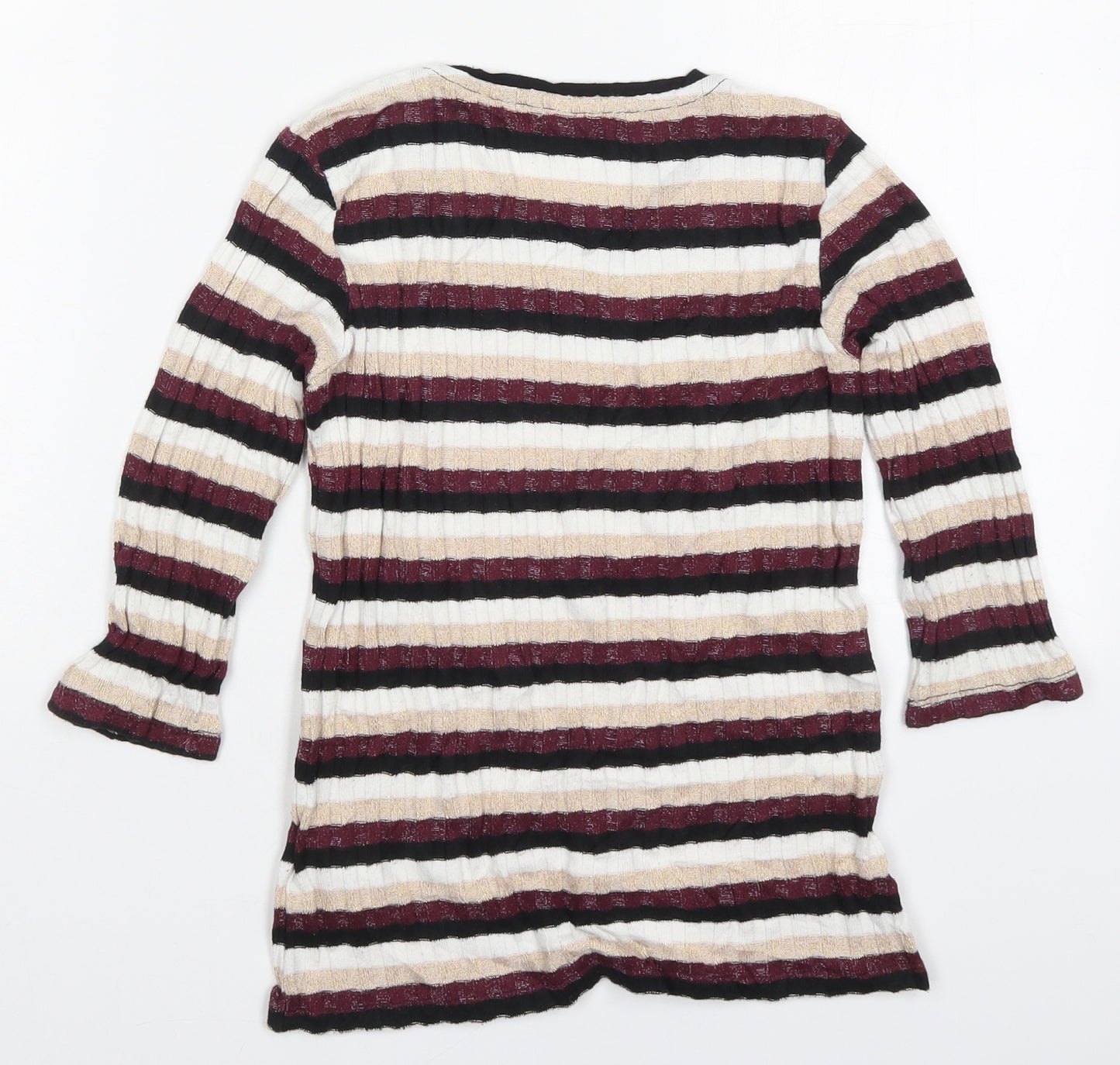 FF Girls Multicoloured Round Neck Striped Polyester Pullover Jumper Size 10-11 Years  Pullover
