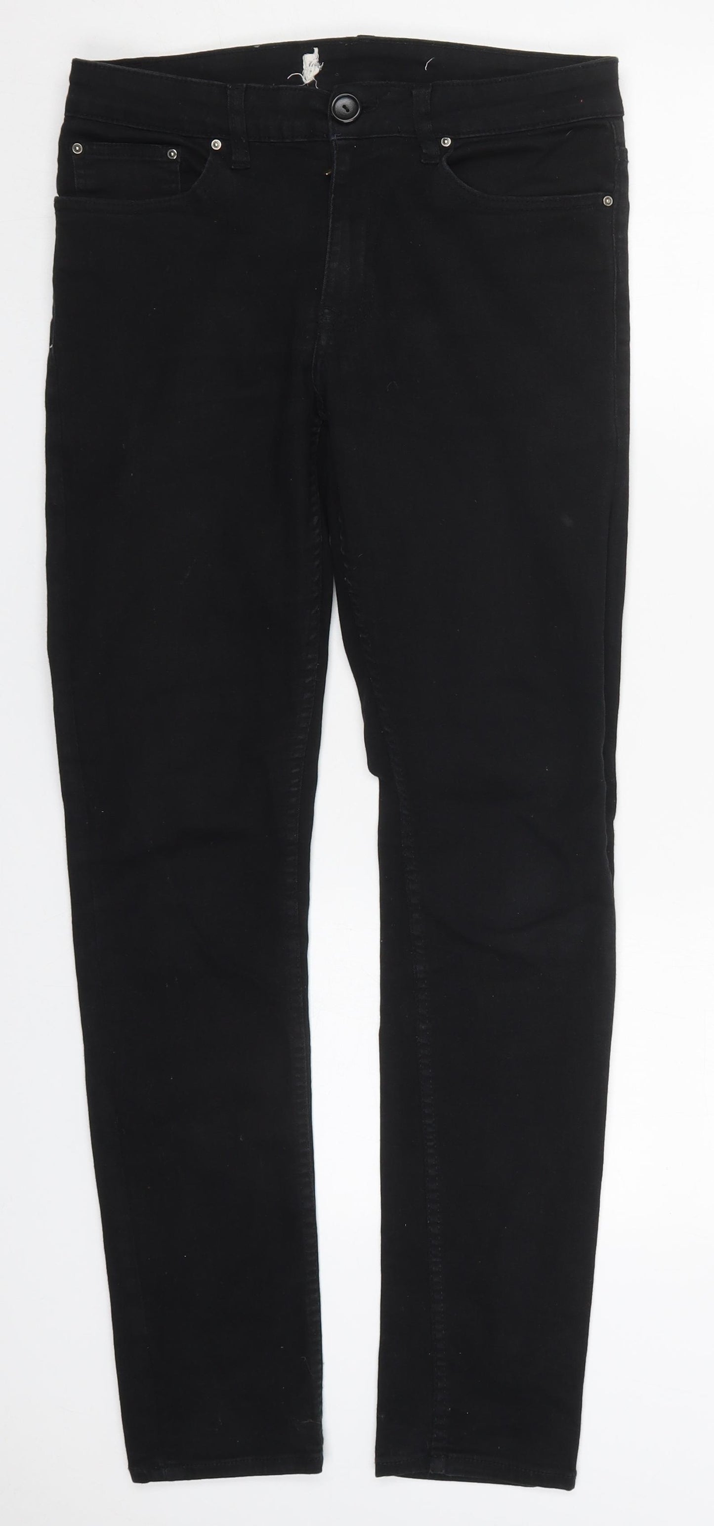 New Look Mens Black  Cotton Skinny Jeans Size 32 L30 in Regular Button