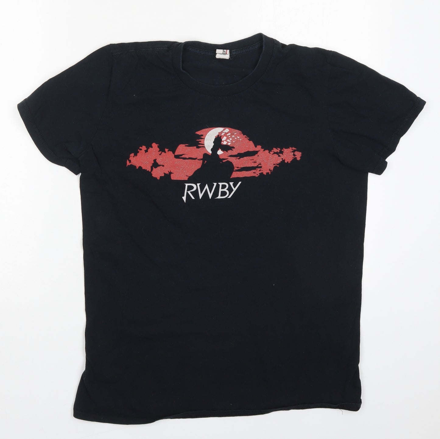 Anvil Mens Black  Cotton  T-Shirt Size M Crew Neck  - RWBY