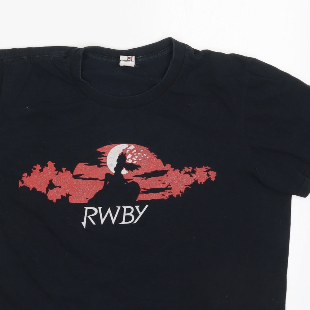 Anvil Mens Black  Cotton  T-Shirt Size M Crew Neck  - RWBY