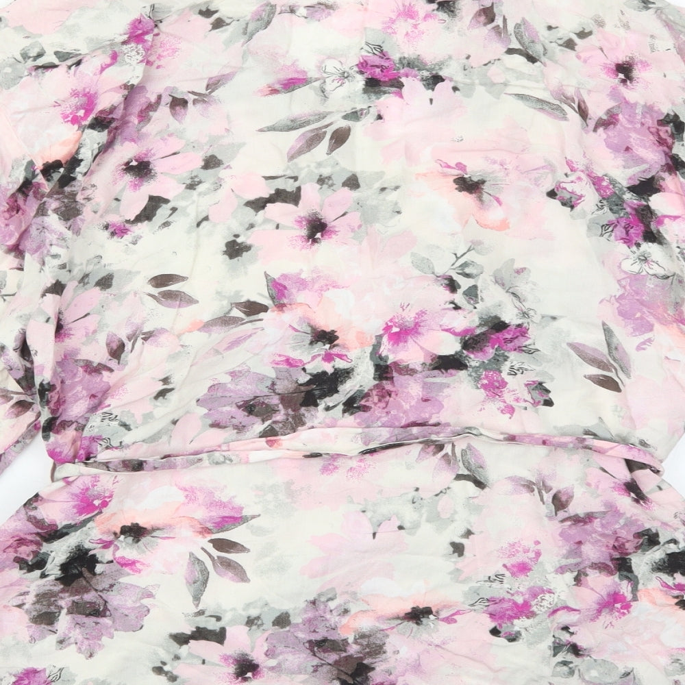George Womens Pink Floral Viscose Kimono Robe Size 12