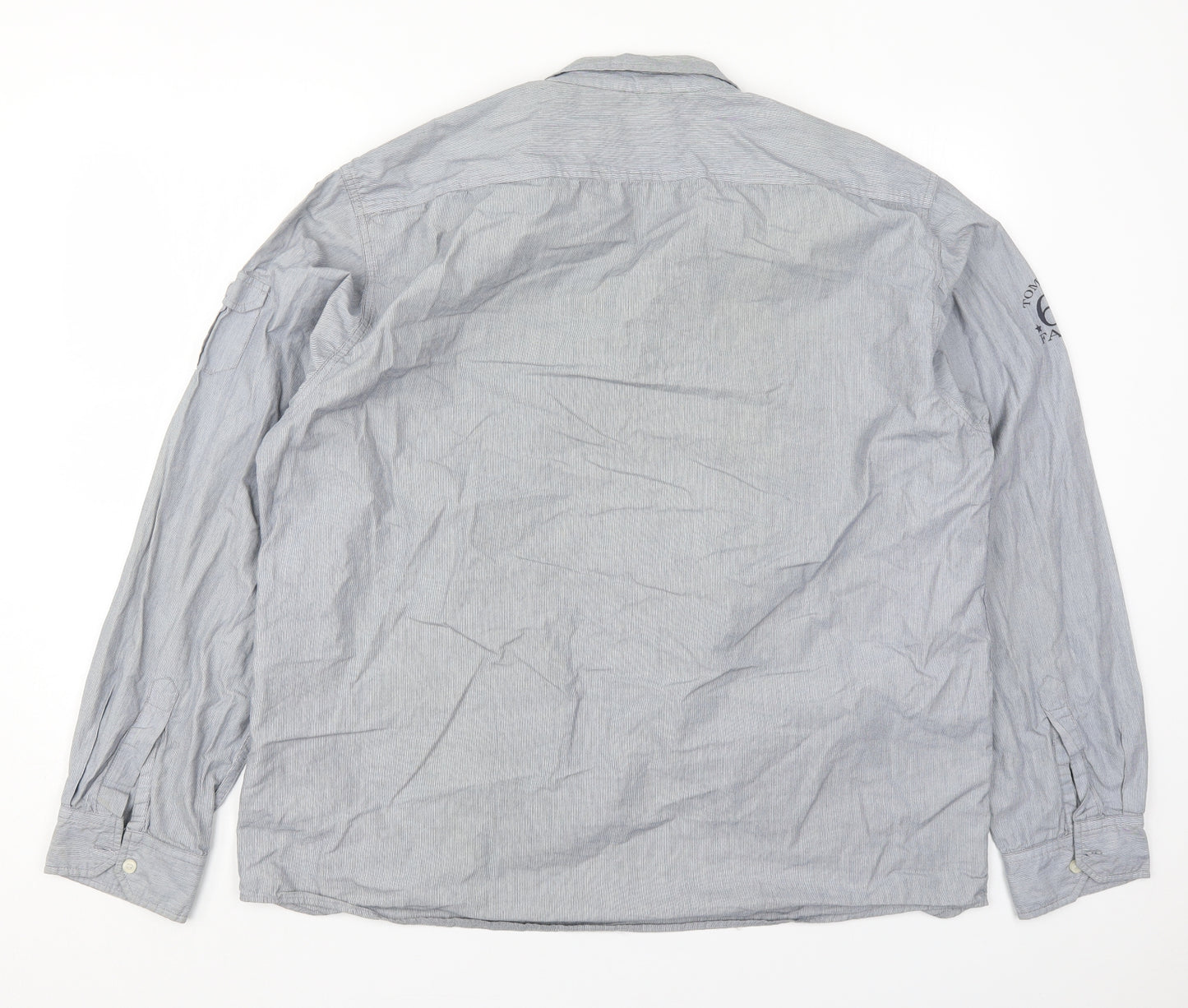 Urban Spirit Mens Grey Striped Cotton  Button-Up Size 2XL Collared Button - Tomahawk Falls