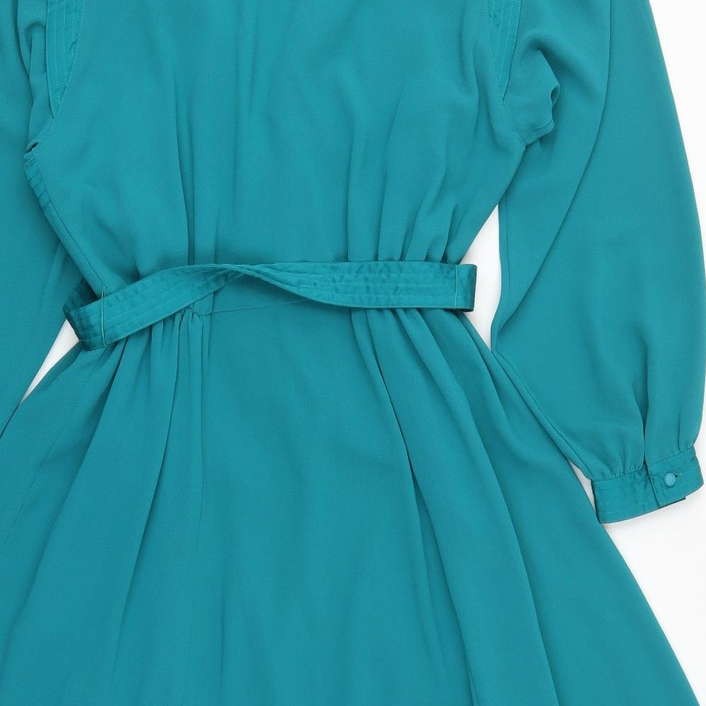 Schoi Womens Blue  Viscose Skater Dress  Size 16  Collared Button