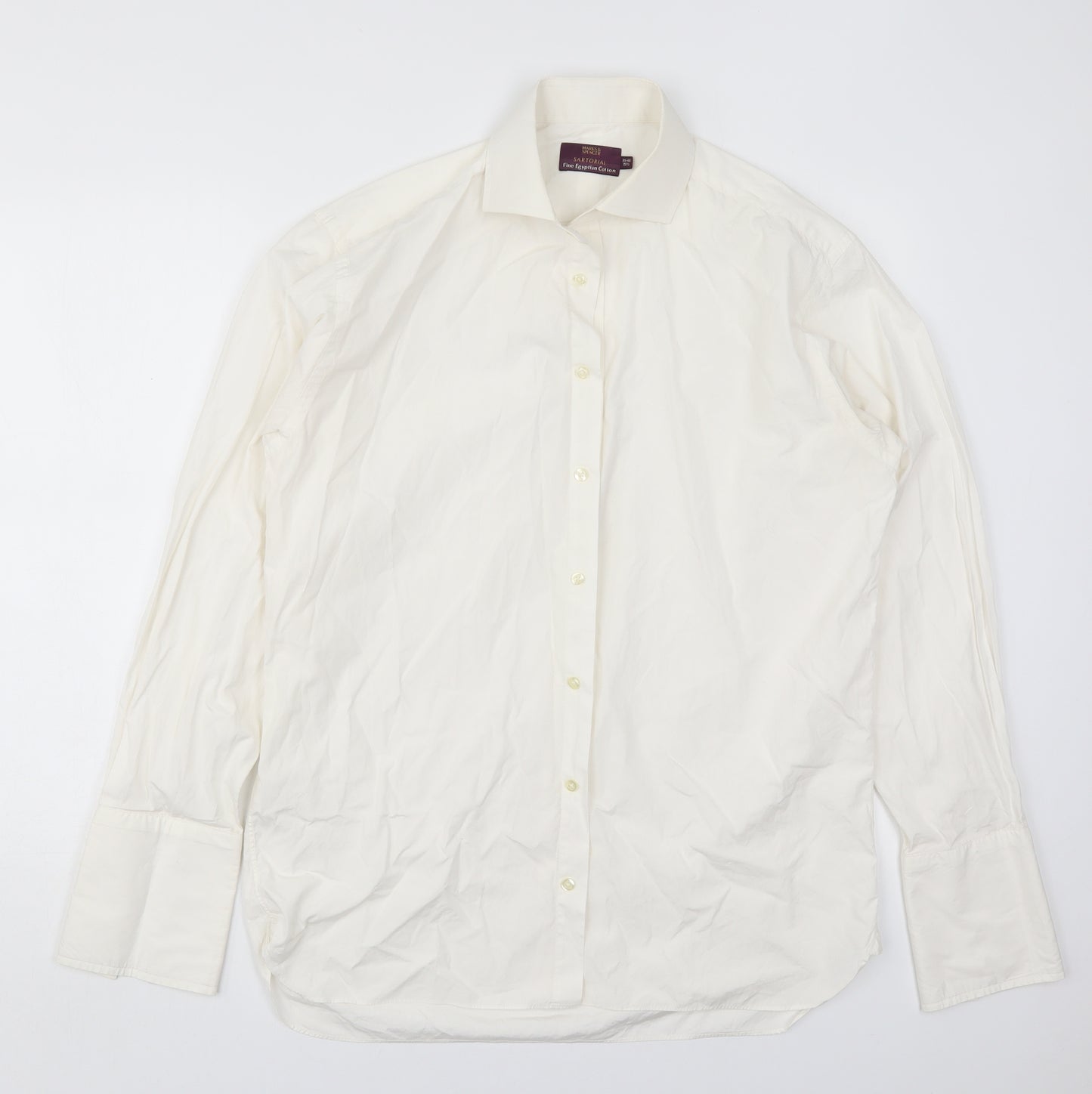 Marks and Spencer Mens White  Cotton  Dress Shirt Size 15.5 Collared Button