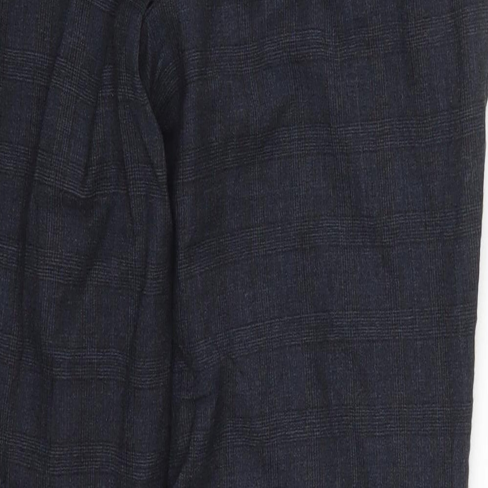 NEXT Mens Blue Check Wool Trousers  Size 32 L29 in Regular Button