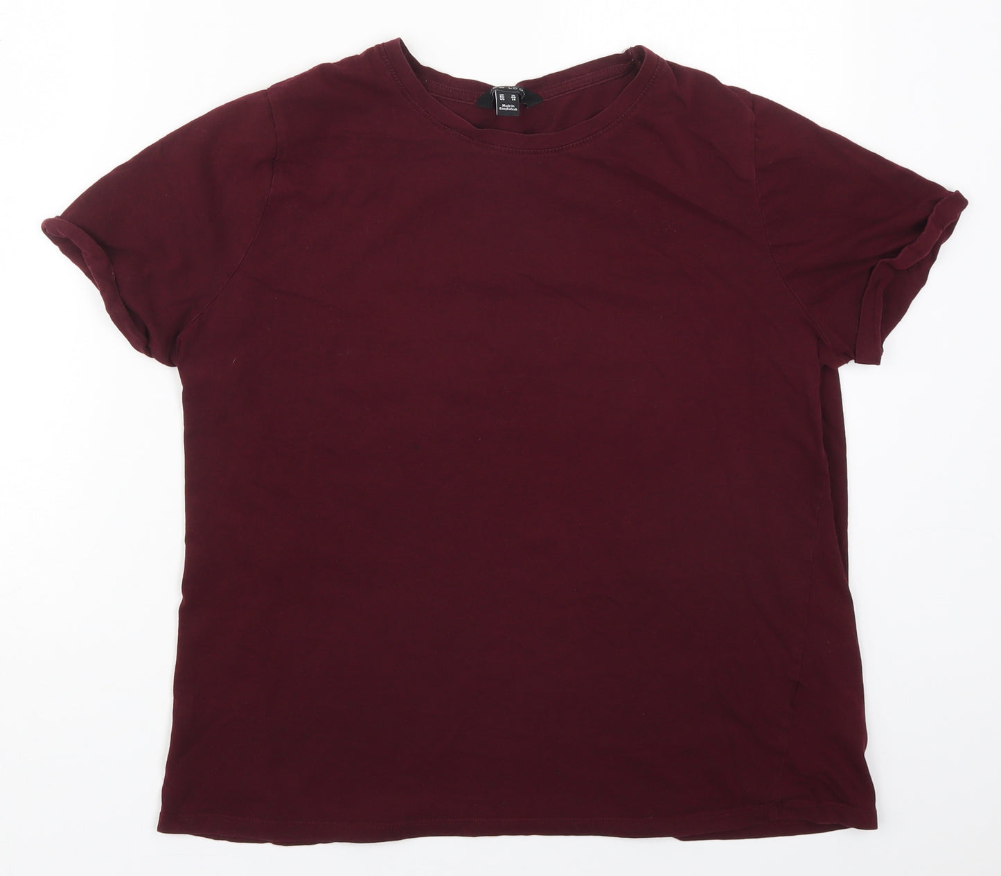 New Look Womens Red  Cotton Basic T-Shirt Size 18 Crew Neck - Burgundy