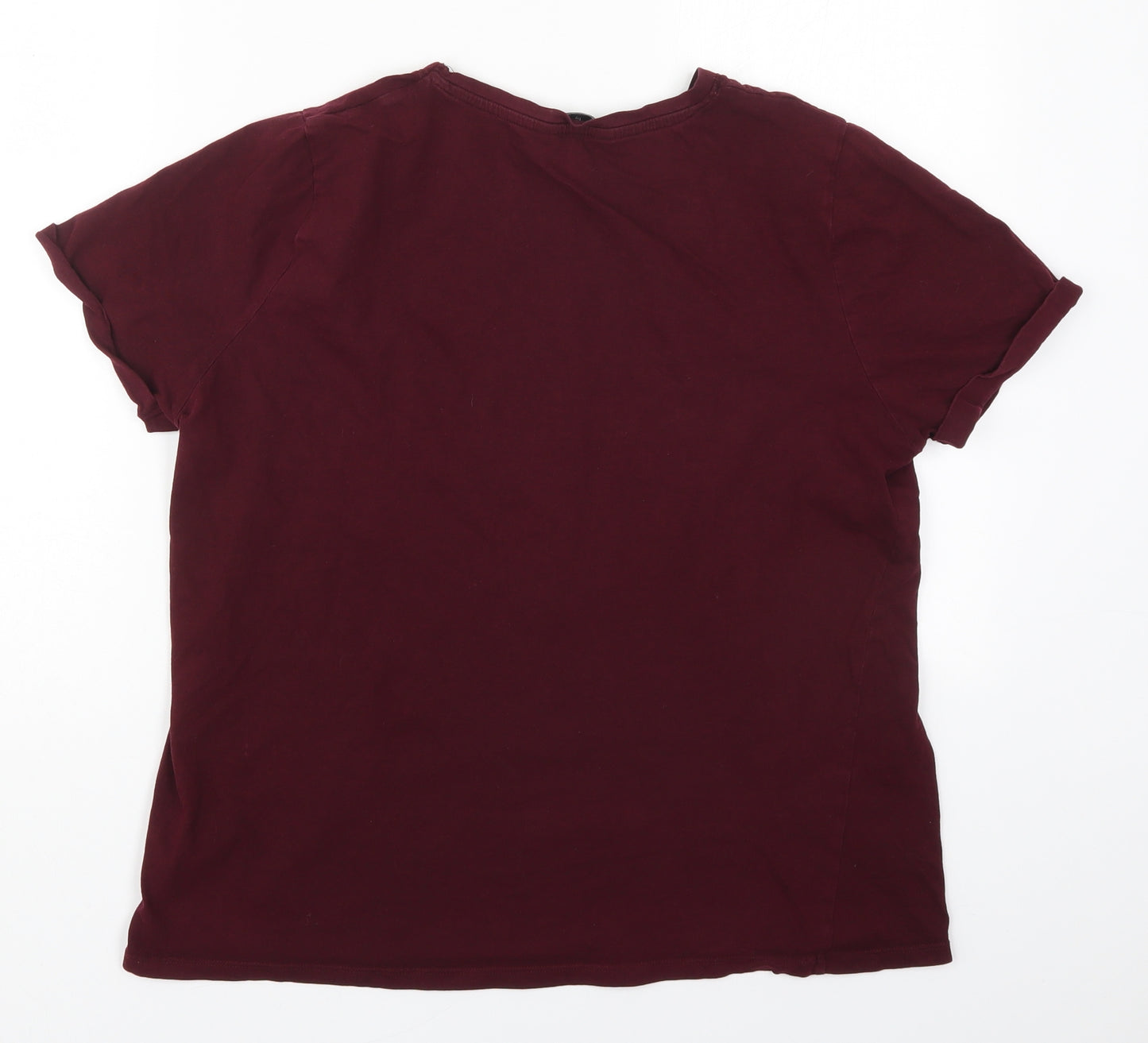 New Look Womens Red  Cotton Basic T-Shirt Size 18 Crew Neck - Burgundy