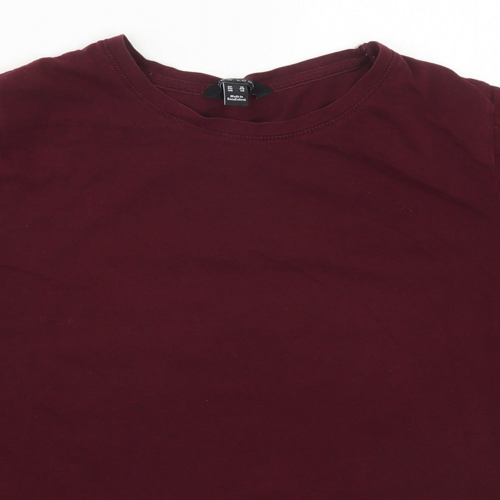 New Look Womens Red  Cotton Basic T-Shirt Size 18 Crew Neck - Burgundy