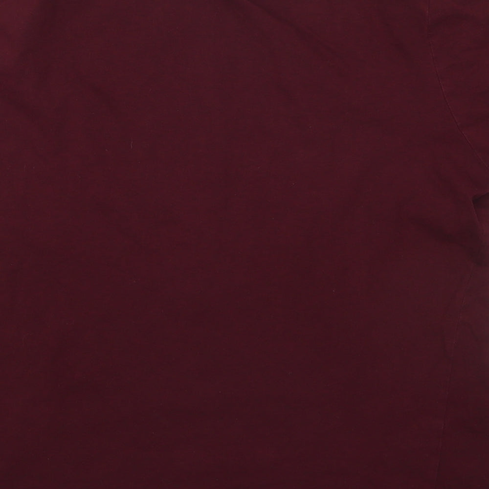 New Look Womens Red  Cotton Basic T-Shirt Size 18 Crew Neck - Burgundy