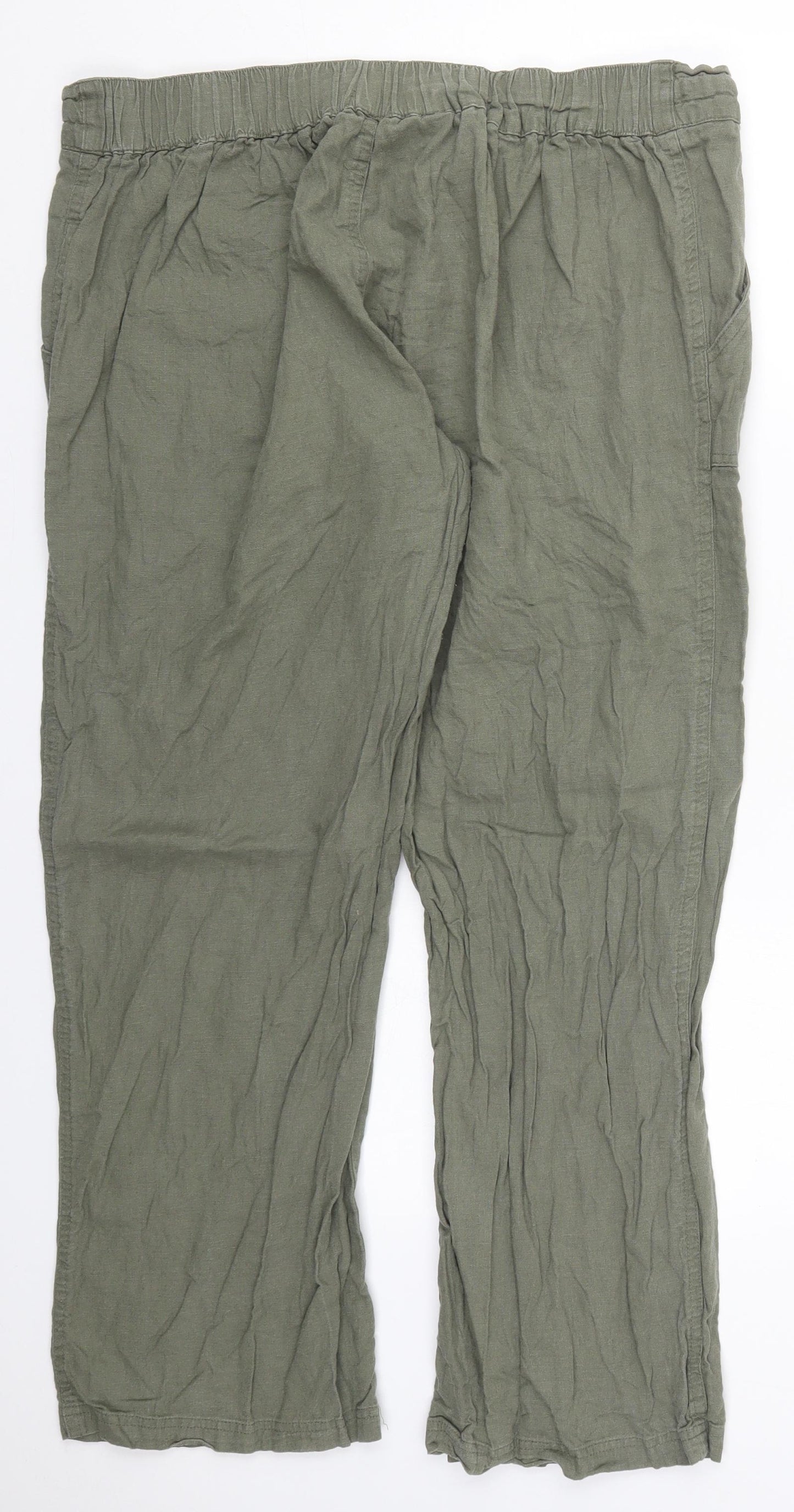 Insignia Womens Green  Linen Trousers  Size 20 L28 in Regular Drawstring