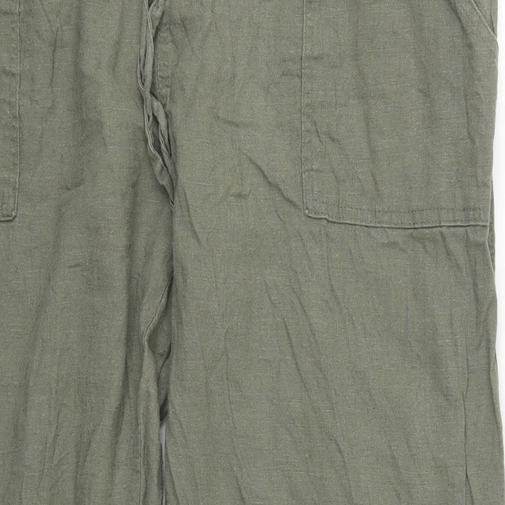 Insignia Womens Green  Linen Trousers  Size 20 L28 in Regular Drawstring