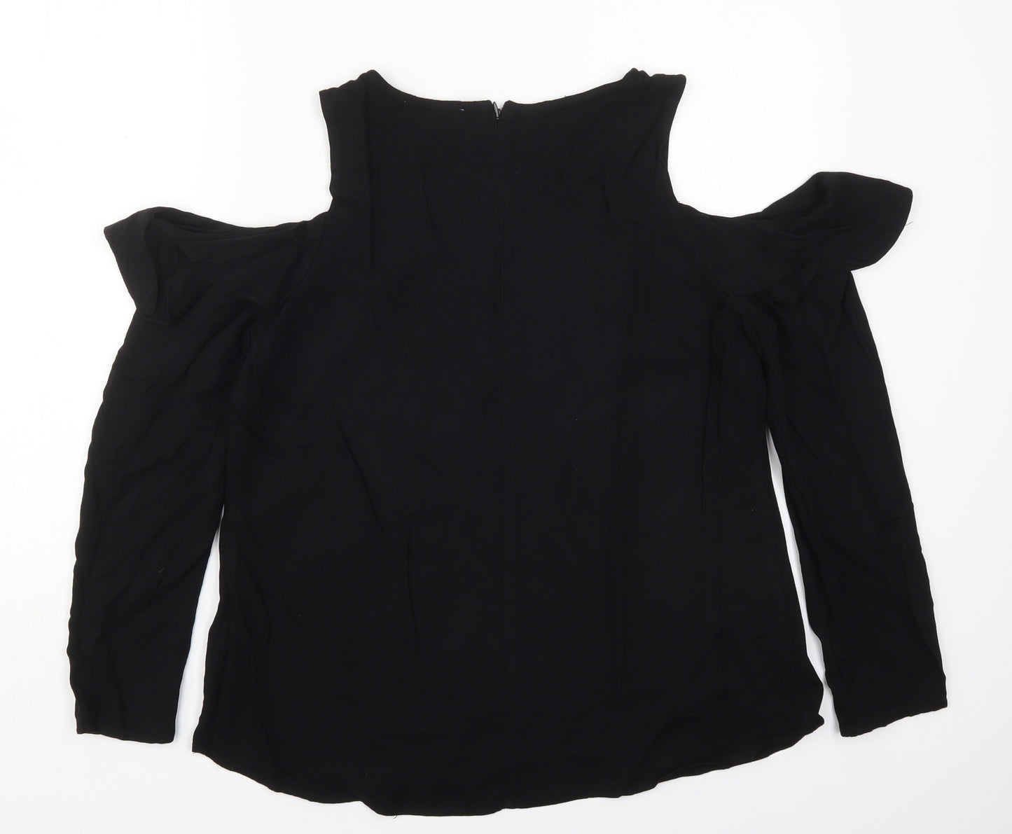 Just Fab Womens Black  Viscose Basic Blouse Size XL Round Neck