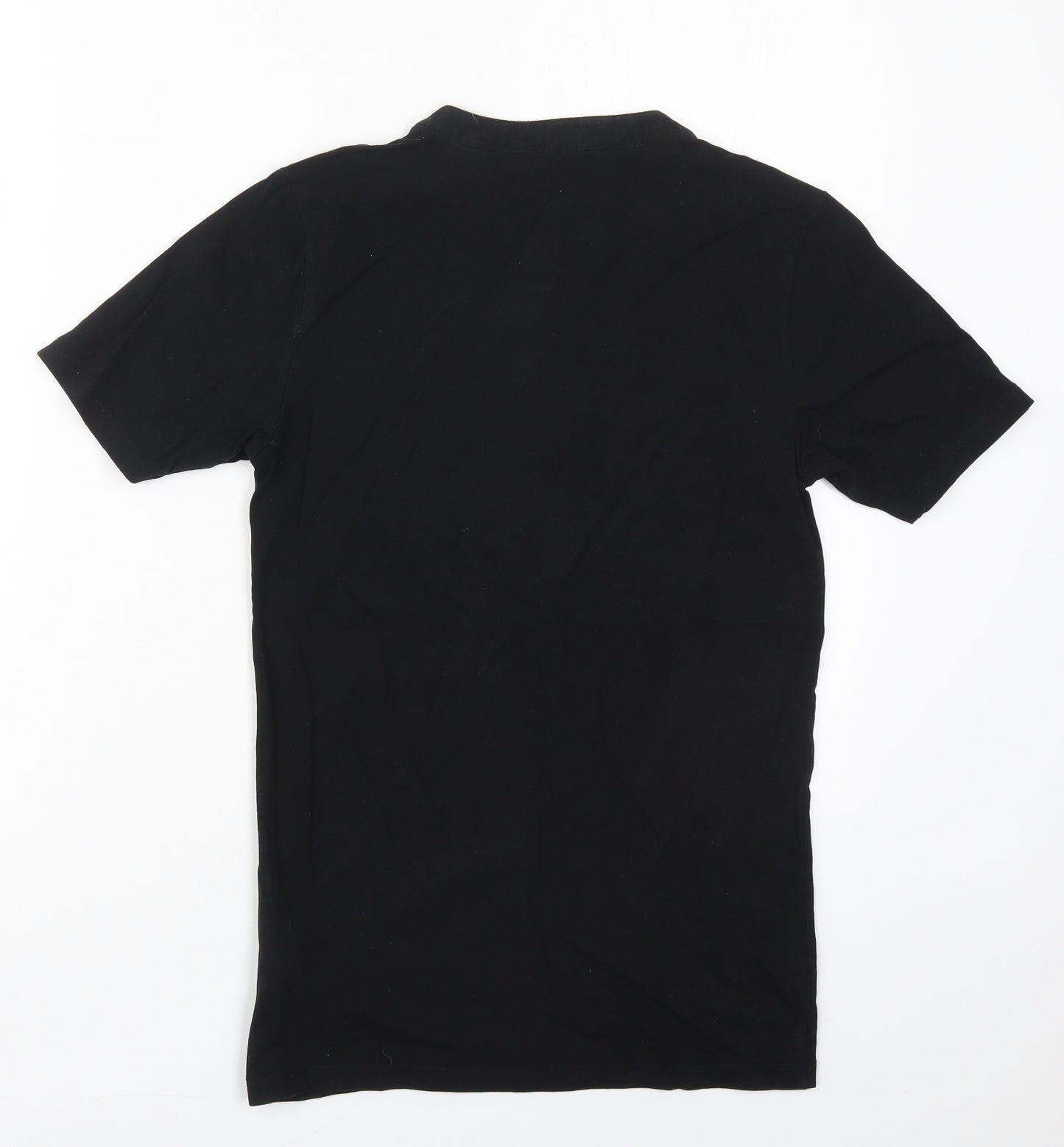 NEXT Mens Black  Cotton  T-Shirt Size S Henley