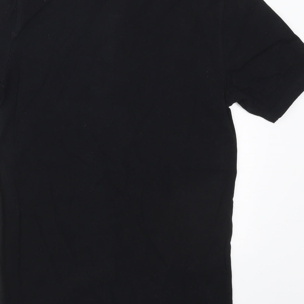 NEXT Mens Black  Cotton  T-Shirt Size S Henley