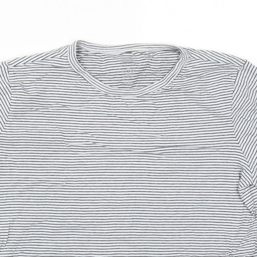 F&F Womens Grey Striped Cotton Basic T-Shirt Size 18 Crew Neck