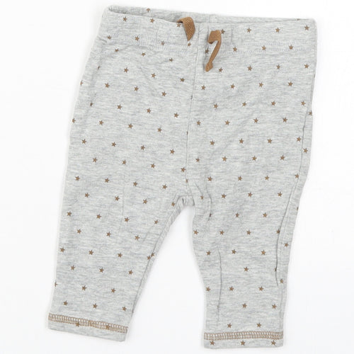 NEXT Baby Grey Geometric Cotton Sweatpants Trousers Size 0-3 Months  Drawstring - Stars