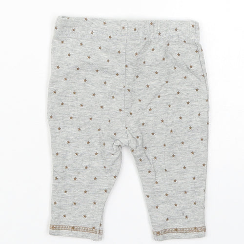 NEXT Baby Grey Geometric Cotton Sweatpants Trousers Size 0-3 Months  Drawstring - Stars