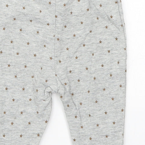 NEXT Baby Grey Geometric Cotton Sweatpants Trousers Size 0-3 Months  Drawstring - Stars