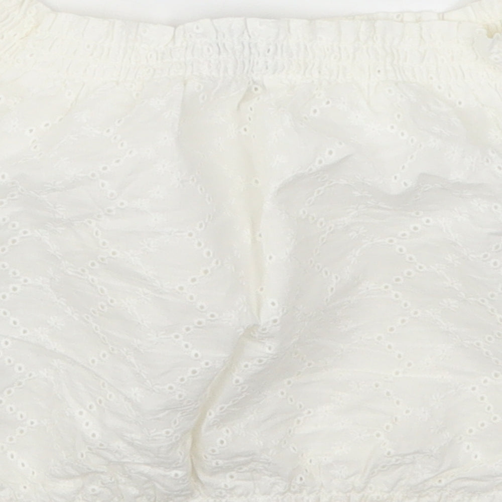 H&M Womens White  Cotton Basic T-Shirt Size 4 Off the Shoulder