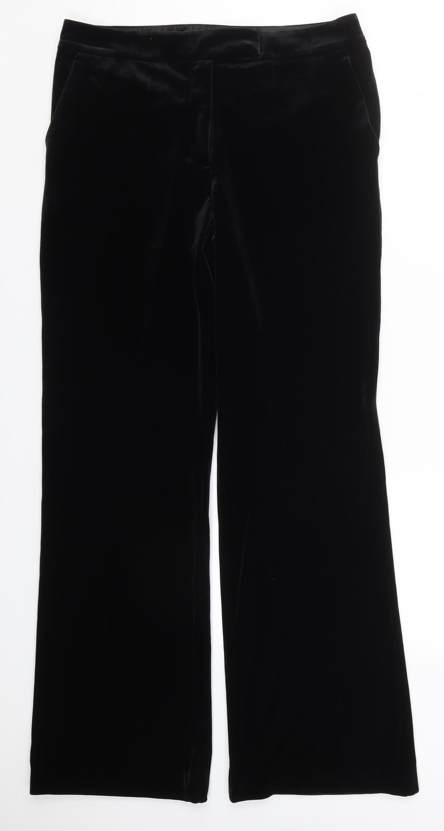 NEXT Womens Black  Polyester Trousers  Size 10 L31 in Regular Hook & Eye