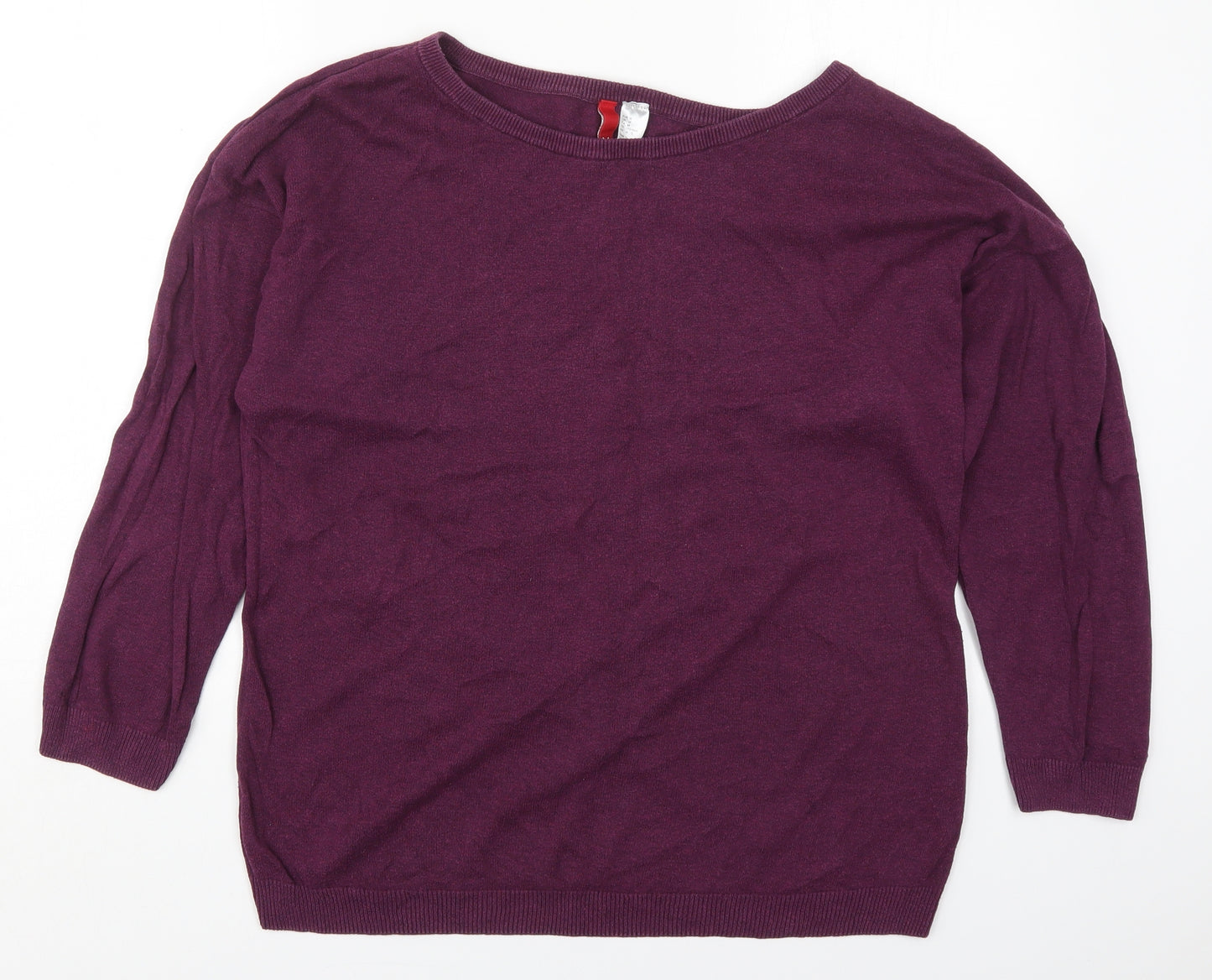 H&M Womens Purple Round Neck  Cotton Pullover Jumper Size M