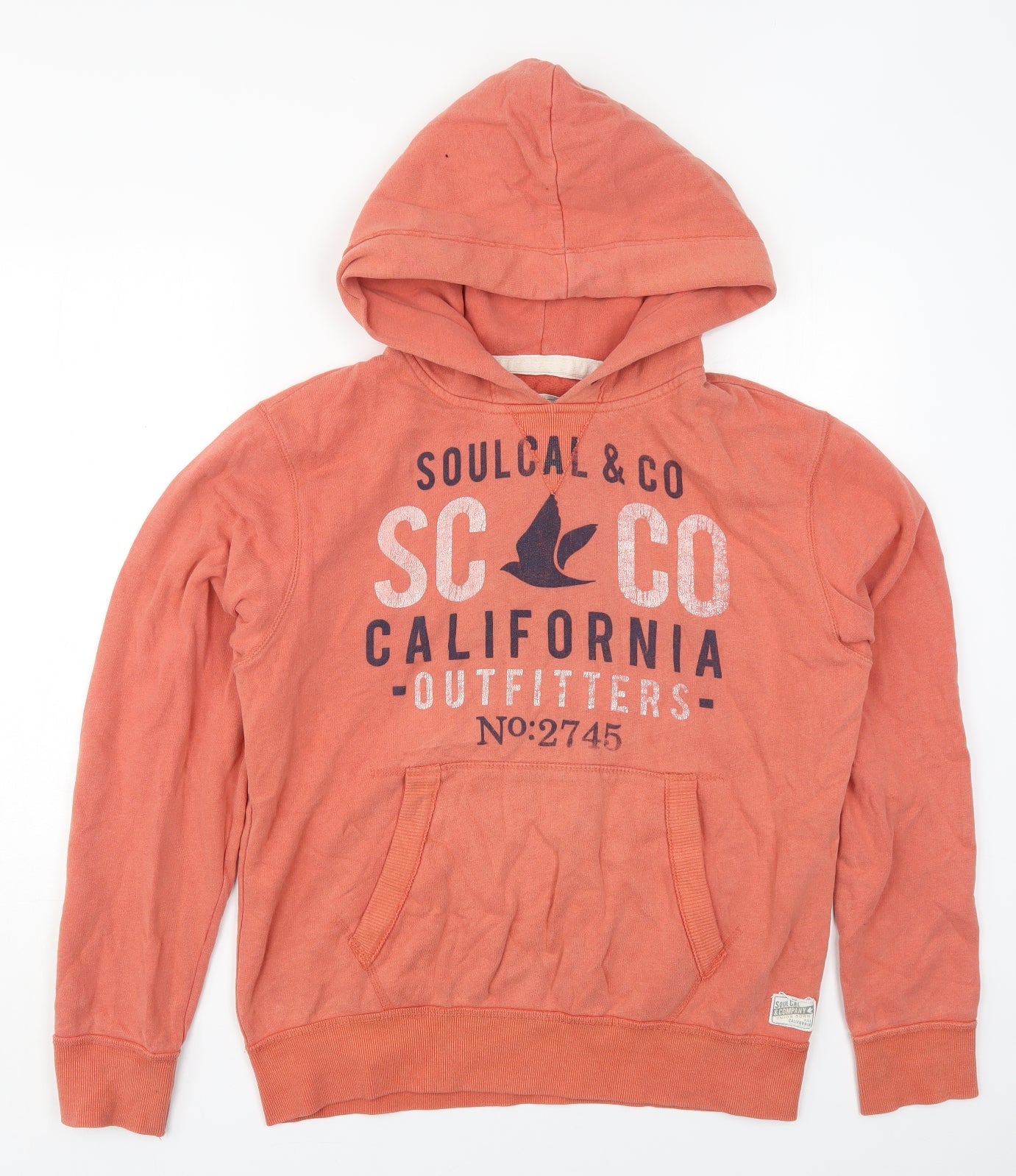 SoulCal&Co Mens Orange  Cotton Pullover Hoodie Size M