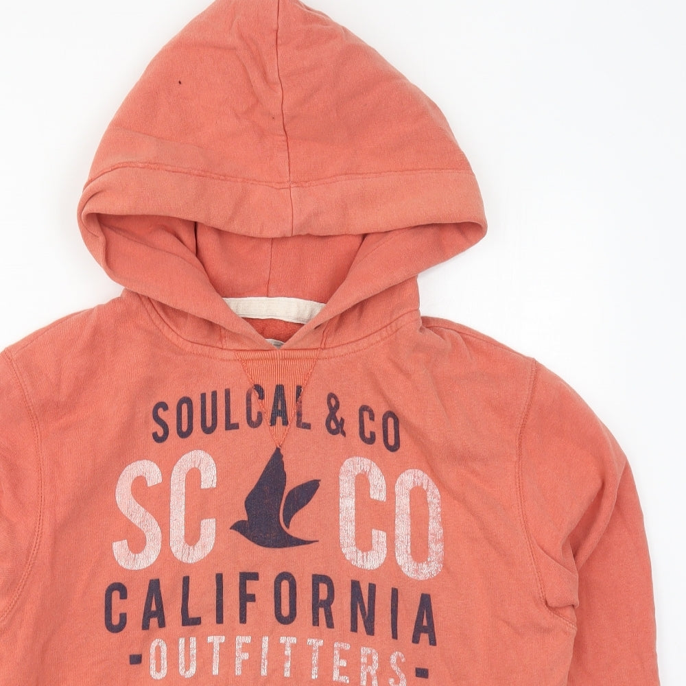 SoulCal&Co Mens Orange  Cotton Pullover Hoodie Size M