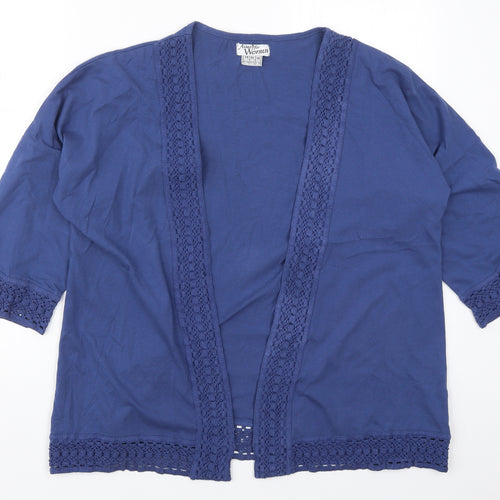 Atlas Womens Blue V-Neck  Cotton Cardigan Jumper Size 12