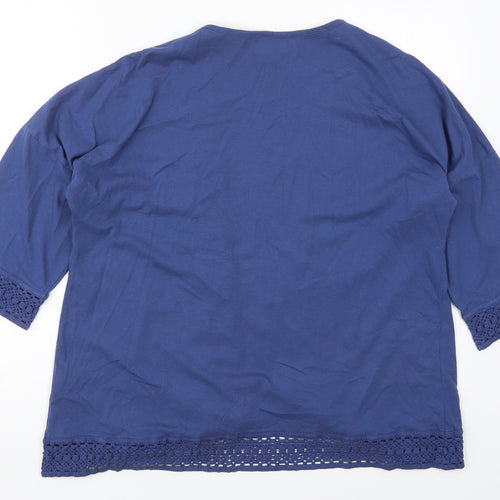 Atlas Womens Blue V-Neck  Cotton Cardigan Jumper Size 12
