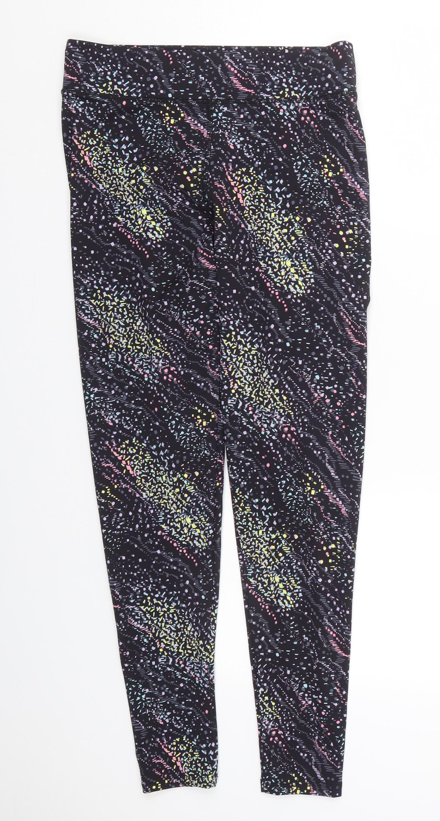 F&F Womens Multicoloured Geometric Polyester Capri Leggings Size 12 L27 in Regular