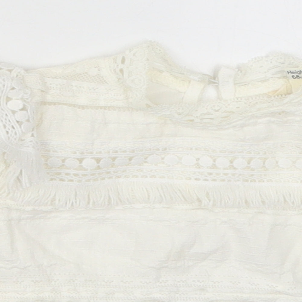 River Island Girls White  Cotton Basic Blouse Size 3-6 Months Round Neck Button