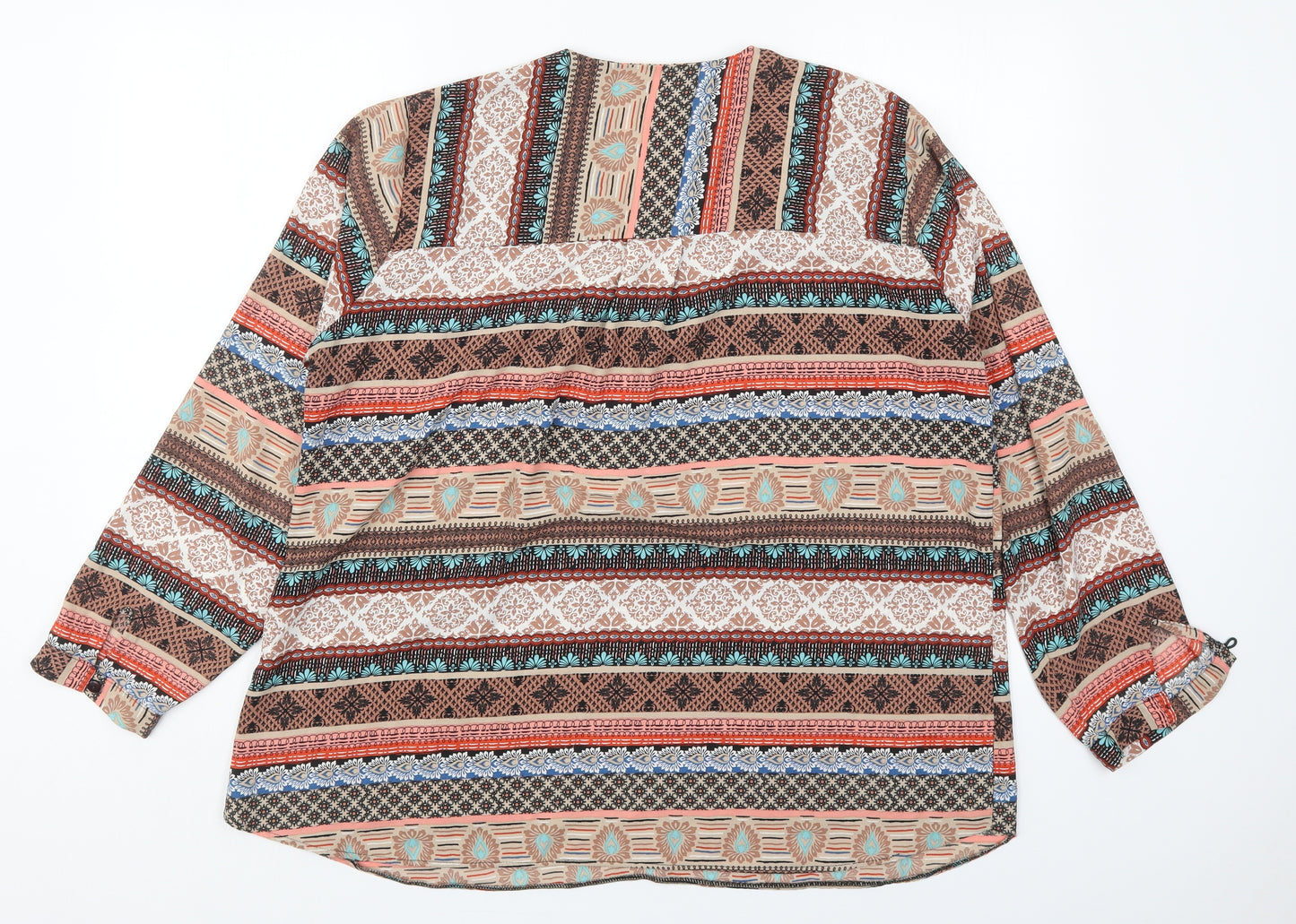 Individual Womens Multicoloured Geometric Polyester Basic Blouse Size 18 V-Neck