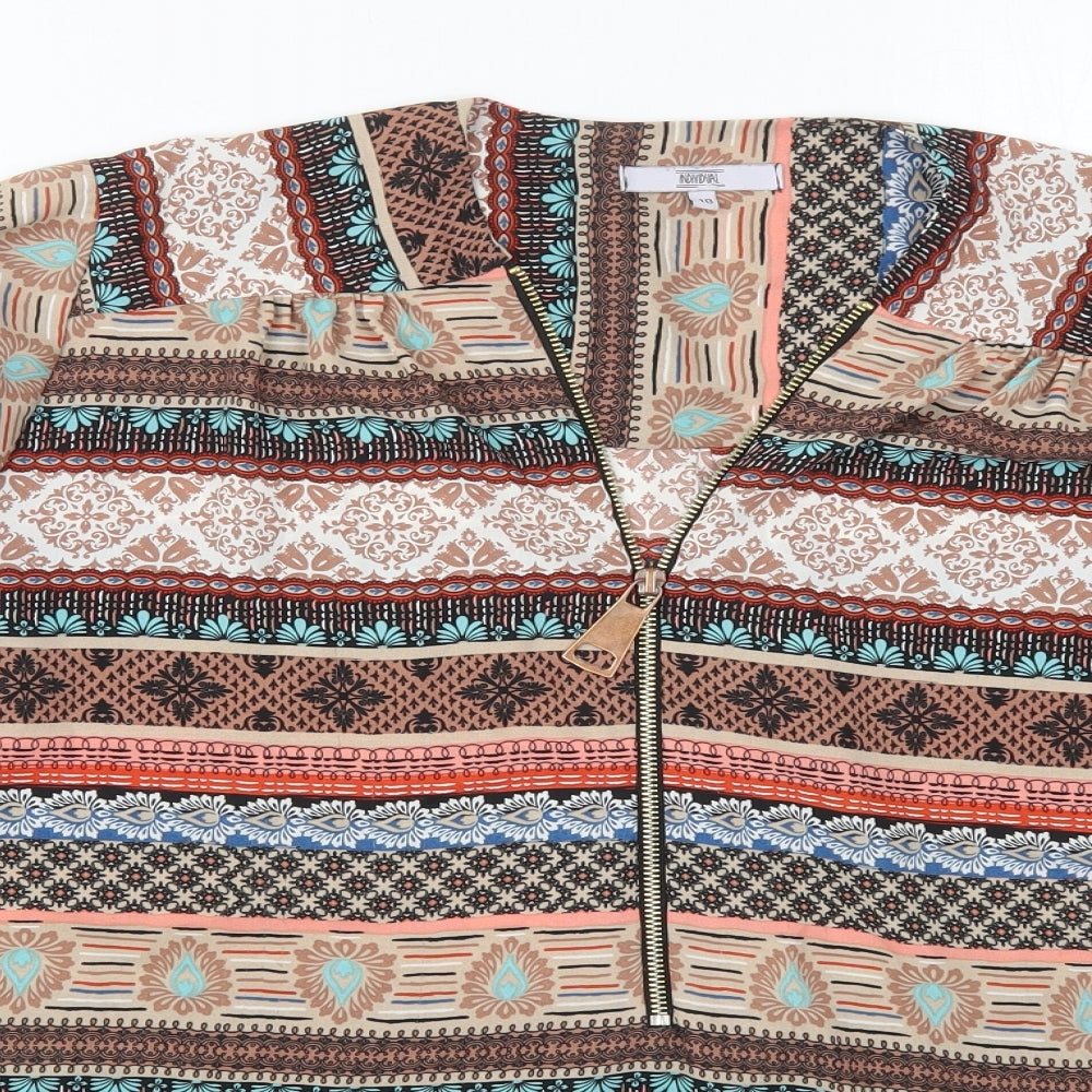 Individual Womens Multicoloured Geometric Polyester Basic Blouse Size 18 V-Neck