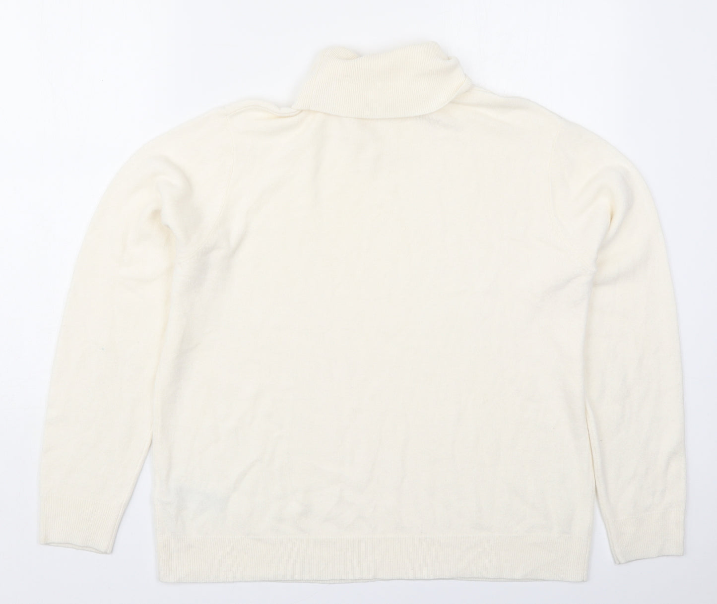 Marks and Spencer Womens White Roll Neck  Acrylic Pullover Jumper Size 18
