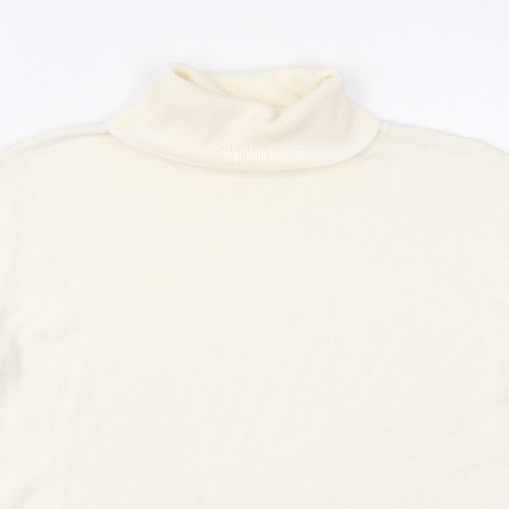 Marks and Spencer Womens White Roll Neck  Acrylic Pullover Jumper Size 18