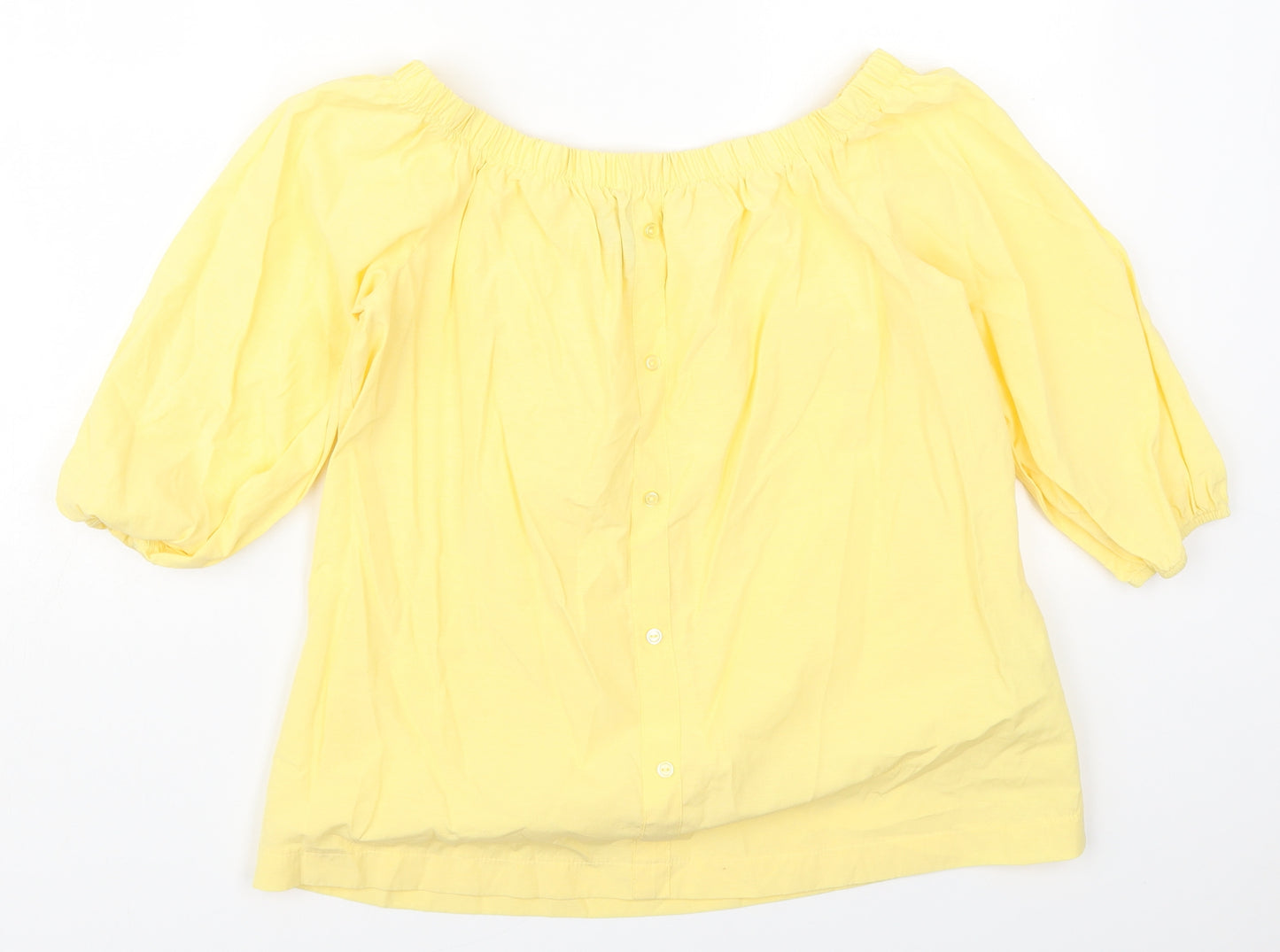 Atmosphere Womens Yellow  Cotton Basic Blouse Size 12 Round Neck