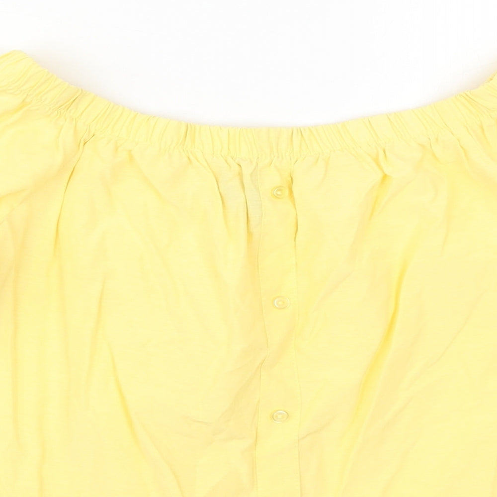 Atmosphere Womens Yellow  Cotton Basic Blouse Size 12 Round Neck