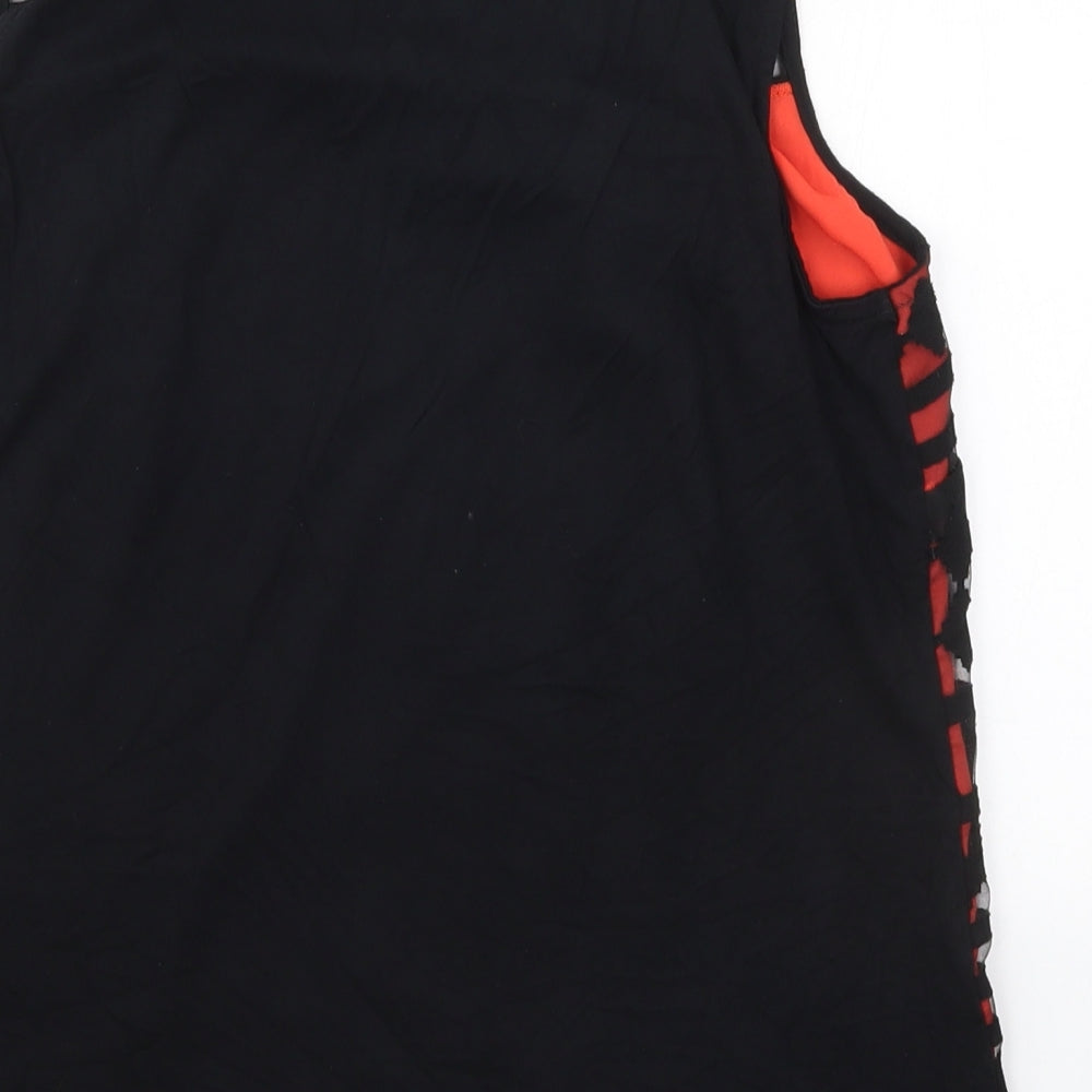Principles Womens Red Geometric Viscose Basic Tank Size 14 Round Neck