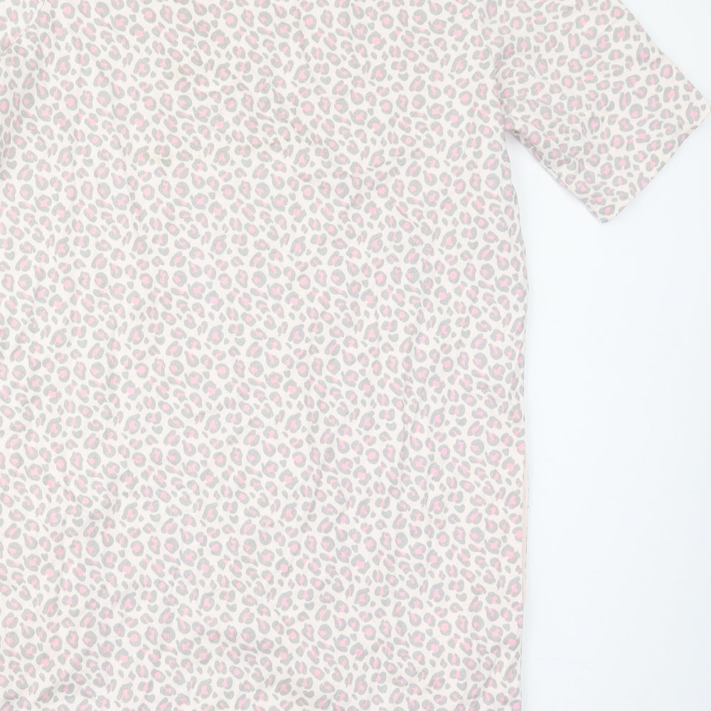 Aron Womens Pink Animal Print Cotton Top Dress Size 12