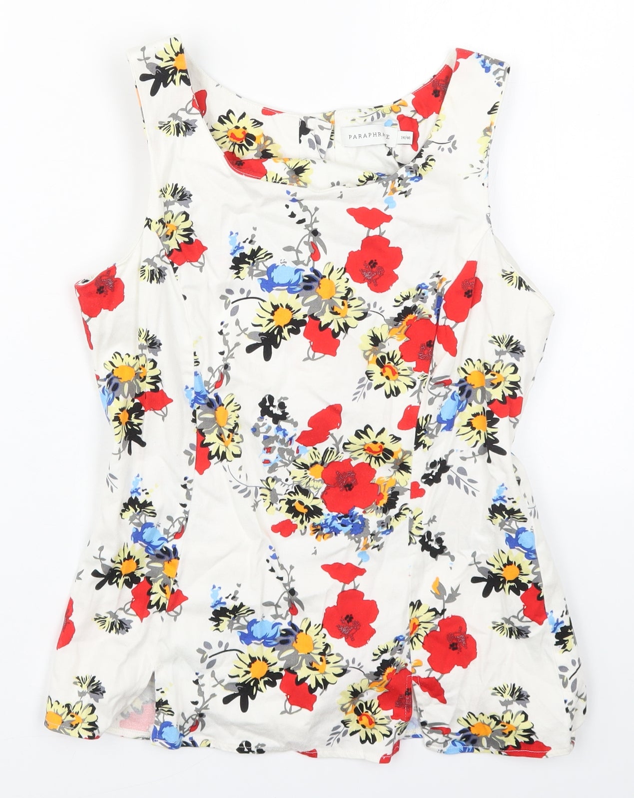 Paraphrase Womens Multicoloured Floral Cotton Basic Tank Size 14 Round Neck