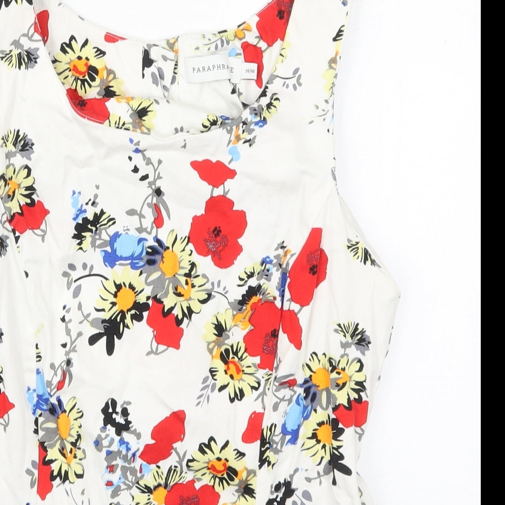 Paraphrase Womens Multicoloured Floral Cotton Basic Tank Size 14 Round Neck